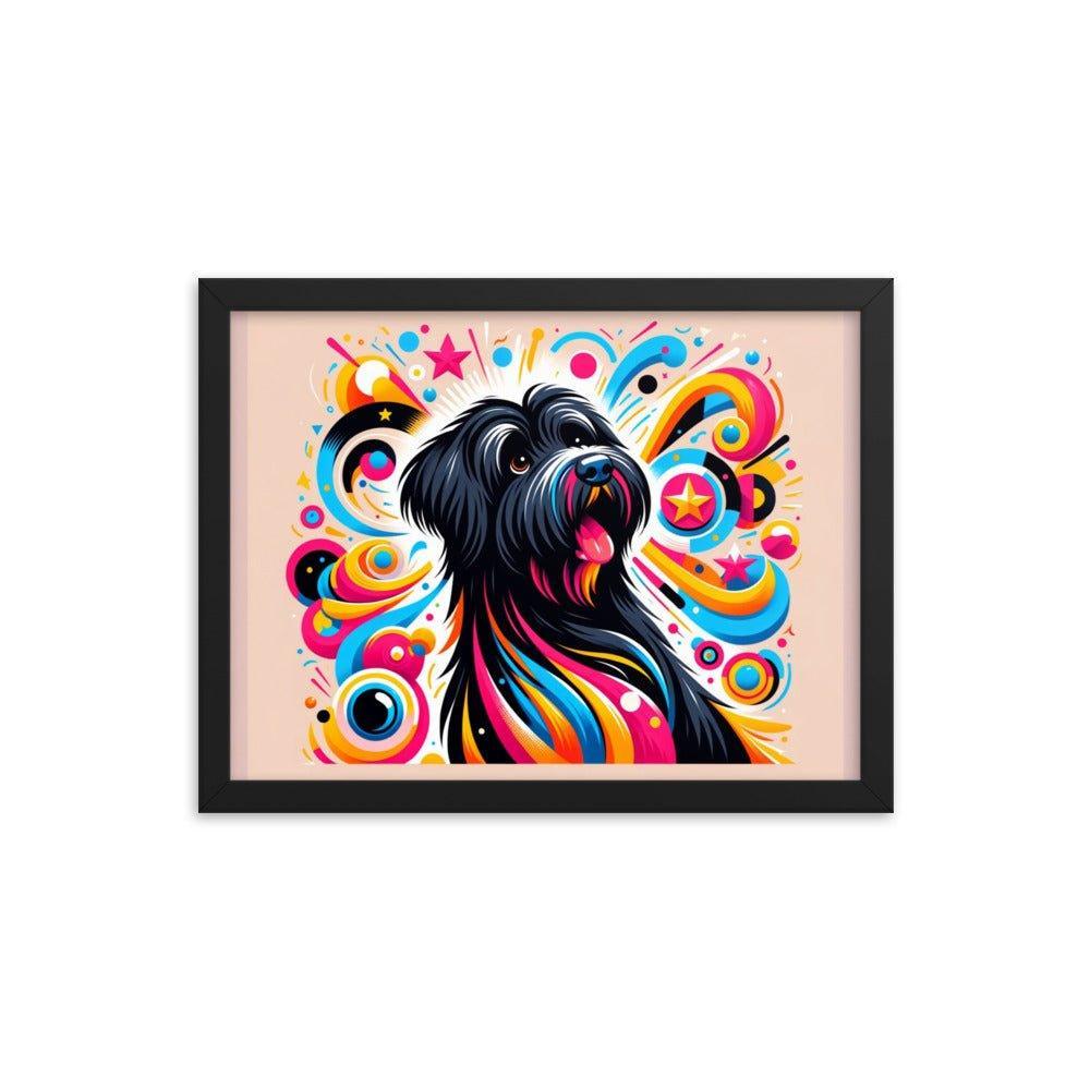 Black Briard Playful Art with Vibrant Graphics Framed Poster - Oh Posters