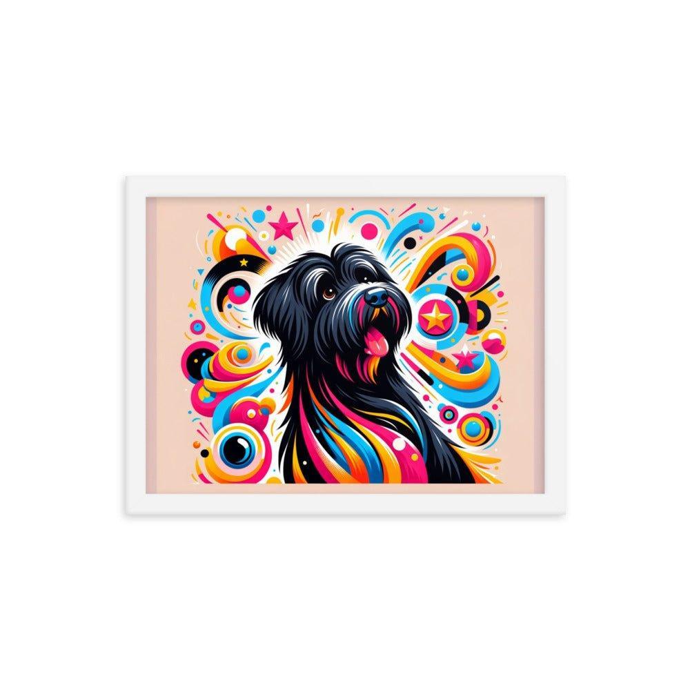 Black Briard Playful Art with Vibrant Graphics Framed Poster - Oh Posters