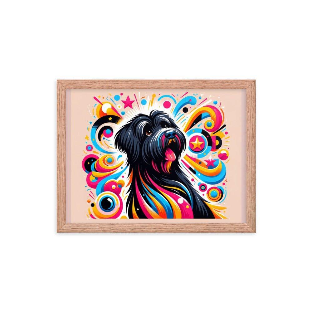 Black Briard Playful Art with Vibrant Graphics Framed Poster - Oh Posters