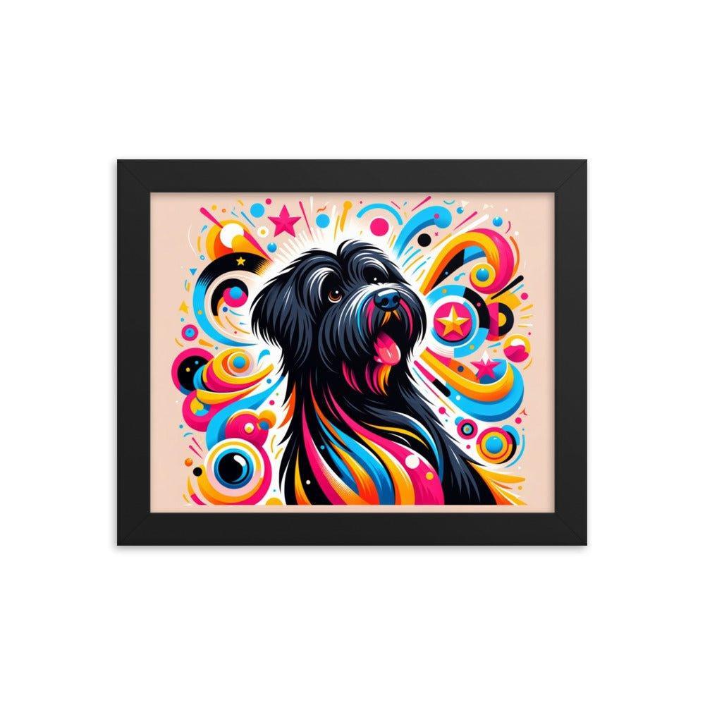 Black Briard Playful Art with Vibrant Graphics Framed Poster - Oh Posters