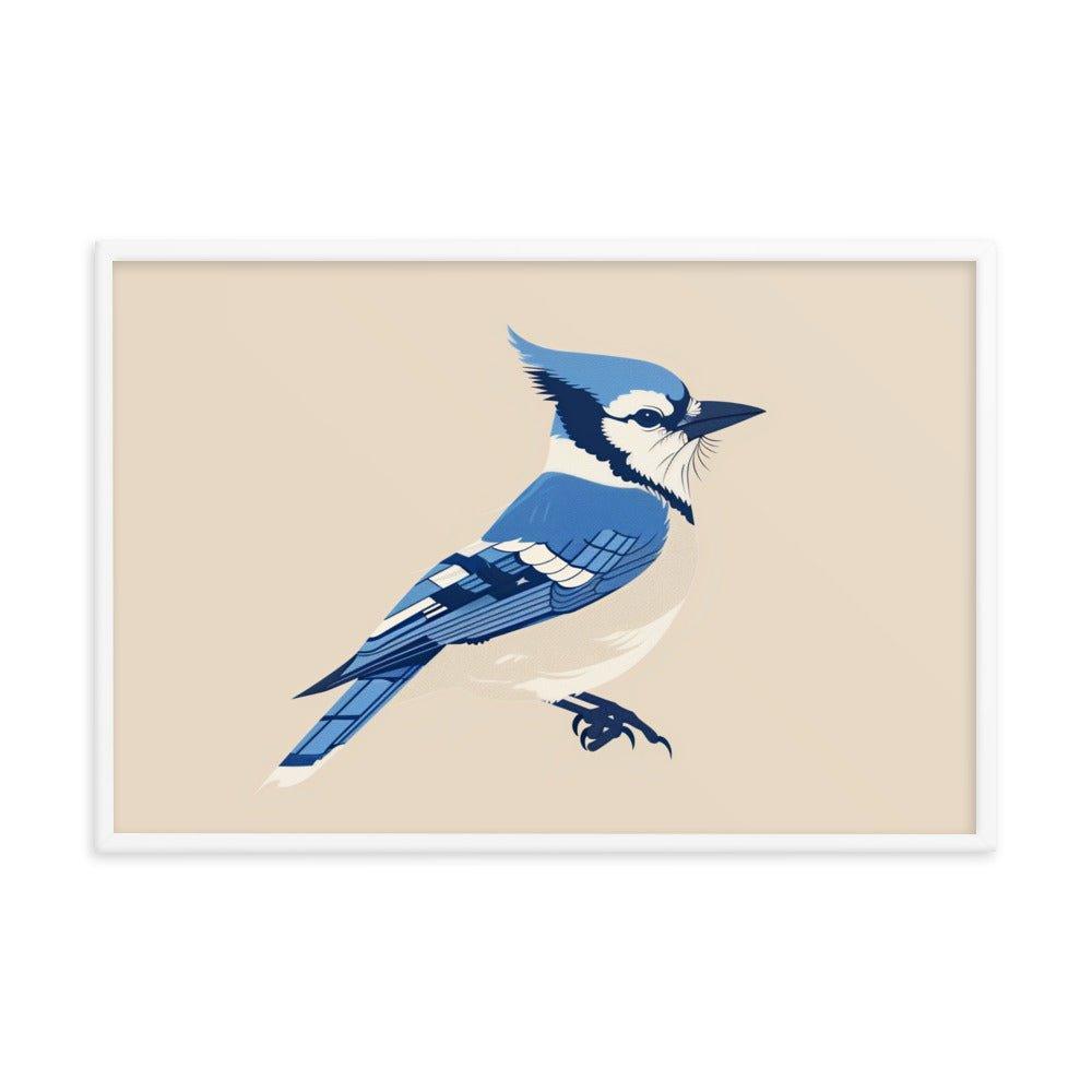 Blue Jay Minimalist Illustration Art Framed Poster - Oh Posters