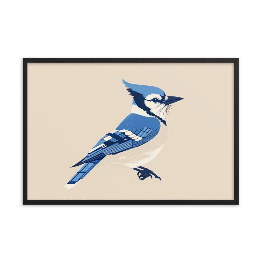 Blue Jay Minimalist Illustration Art Framed Poster - Oh Posters