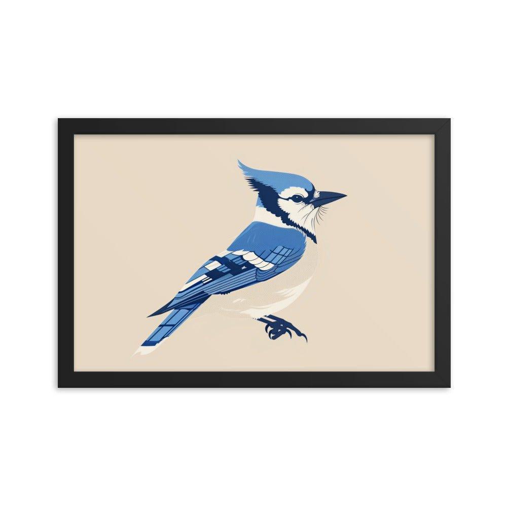 Blue Jay Minimalist Illustration Art Framed Poster - Oh Posters