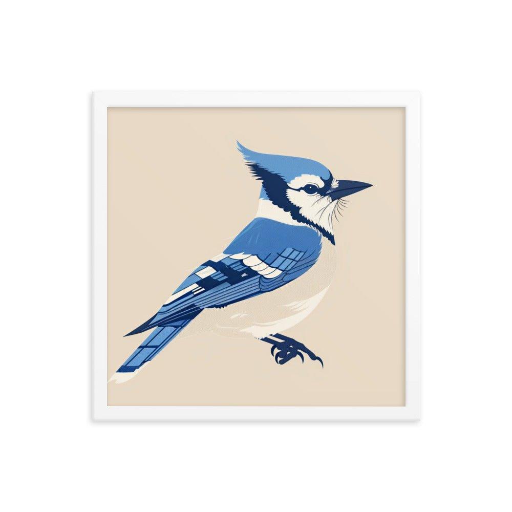 Blue Jay Minimalist Illustration Art Framed Poster - Oh Posters