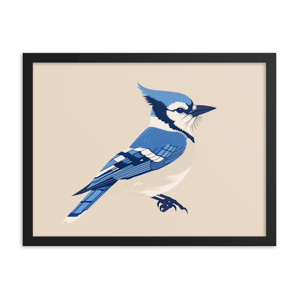 Blue Jay Minimalist Illustration Art Framed Poster - Oh Posters