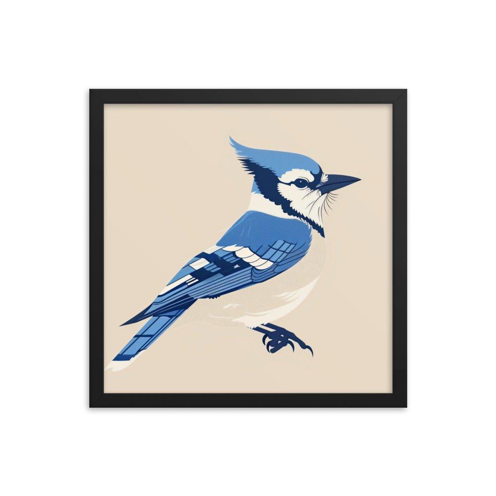 Blue Jay Minimalist Illustration Art Framed Poster - Oh Posters