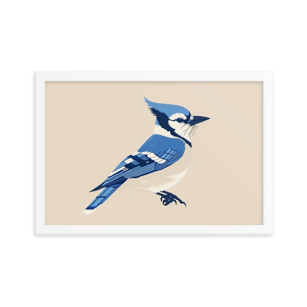 Blue Jay Minimalist Illustration Art Framed Poster - Oh Posters