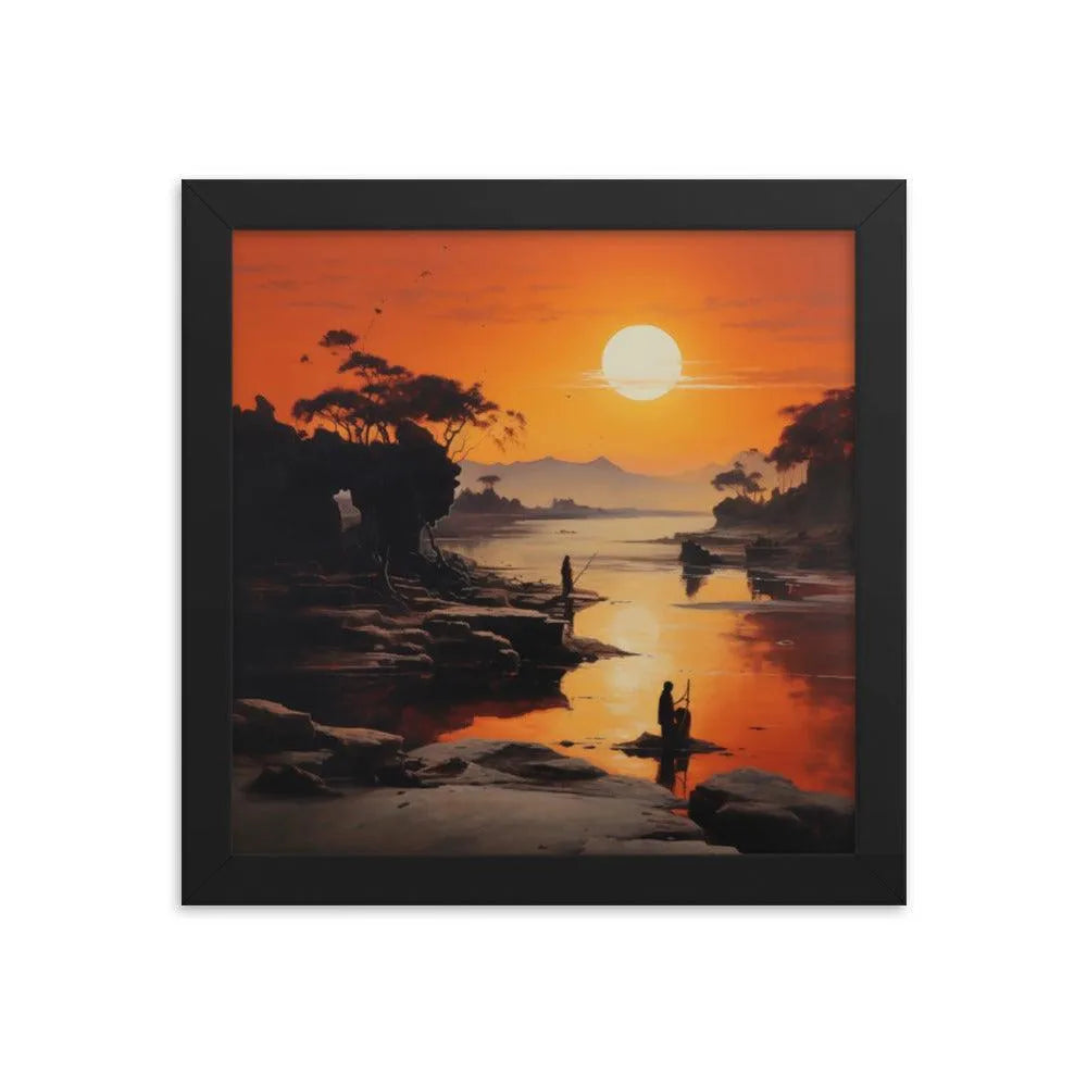 Indian Beach Sunset Painting Framed Poster - Oh Posters