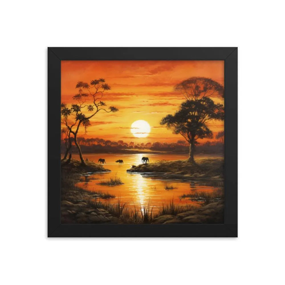 Indian Jungle Sunset Painting Framed Poster - Oh Posters