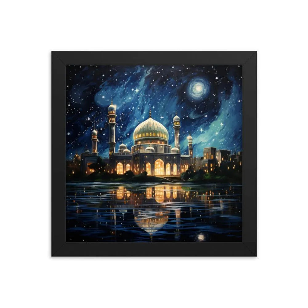 Pakistan Mosque Starry Night Painting Framed Poster - Oh Posters