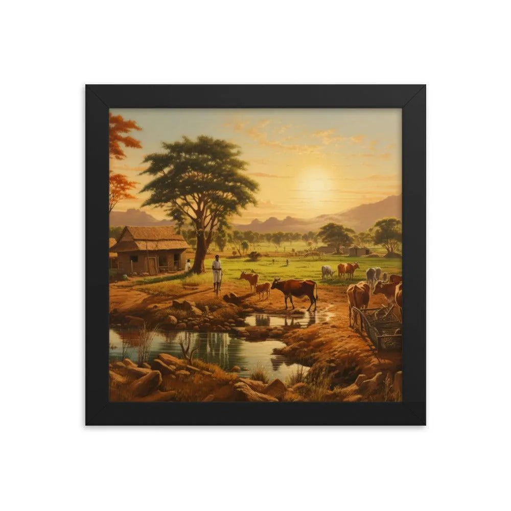 Indian Farm Painting Framed Poster - Oh Posters