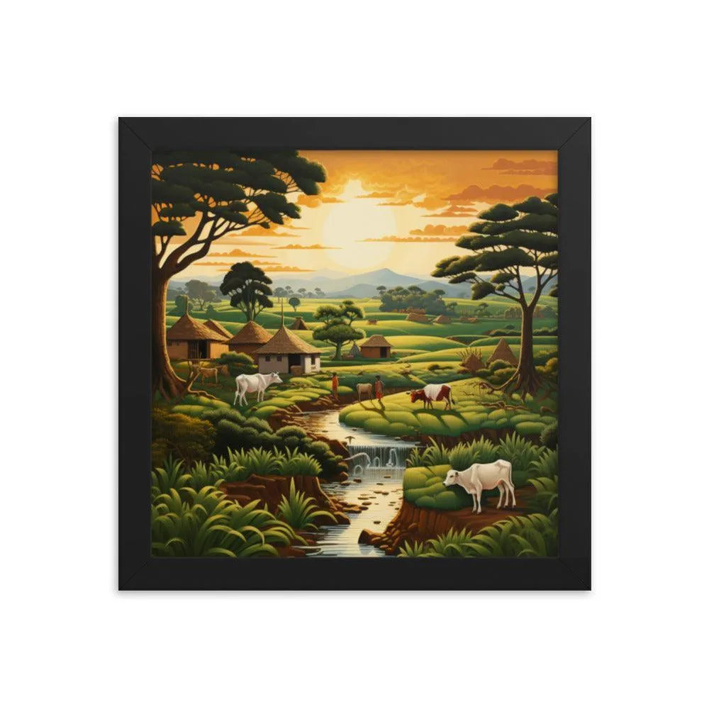 Indian Farm Painting Framed Poster - Oh Posters