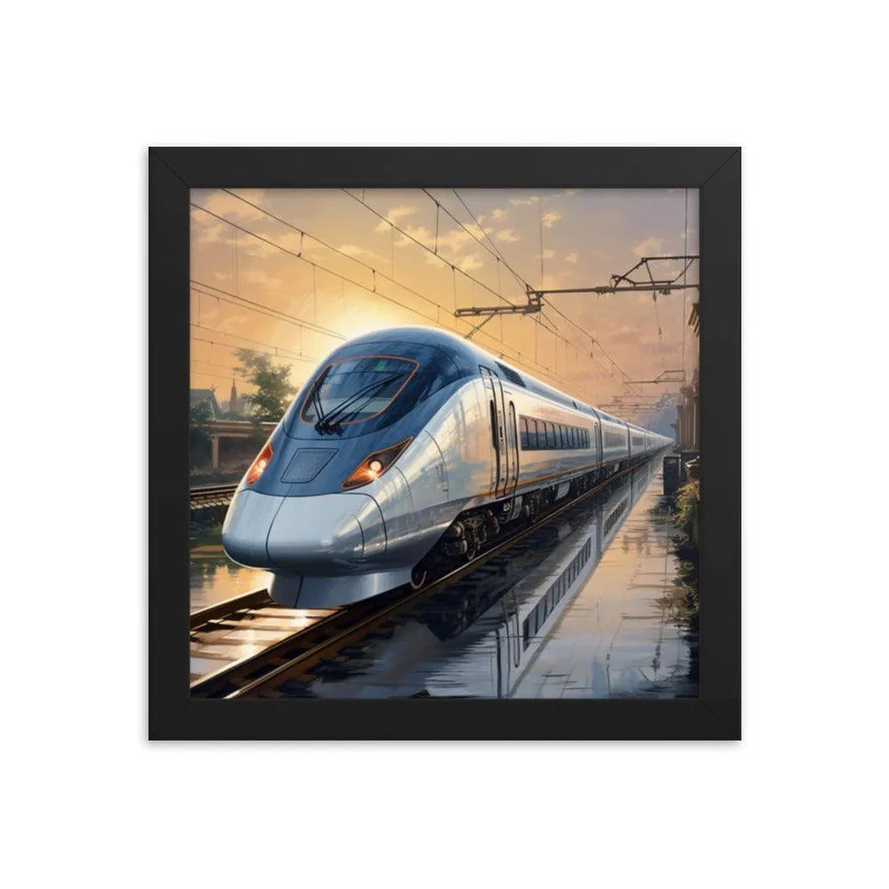 Futuristic Bullet Train in India Painting Framed Poster - Oh Posters