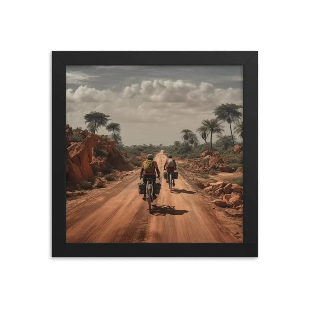 Riding Bicycle on Indian Road Painting Framed Poster - Oh Posters