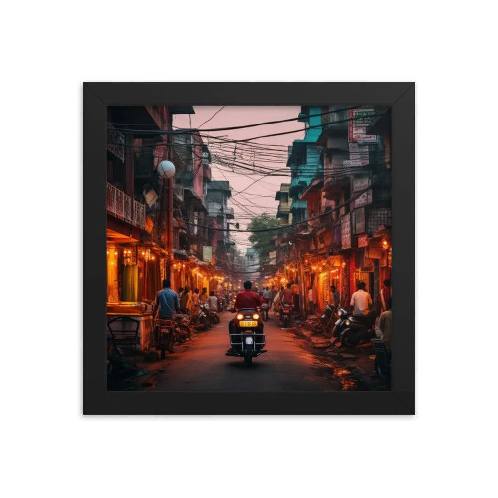 Indian Street Dusk Framed Poster - Oh Posters