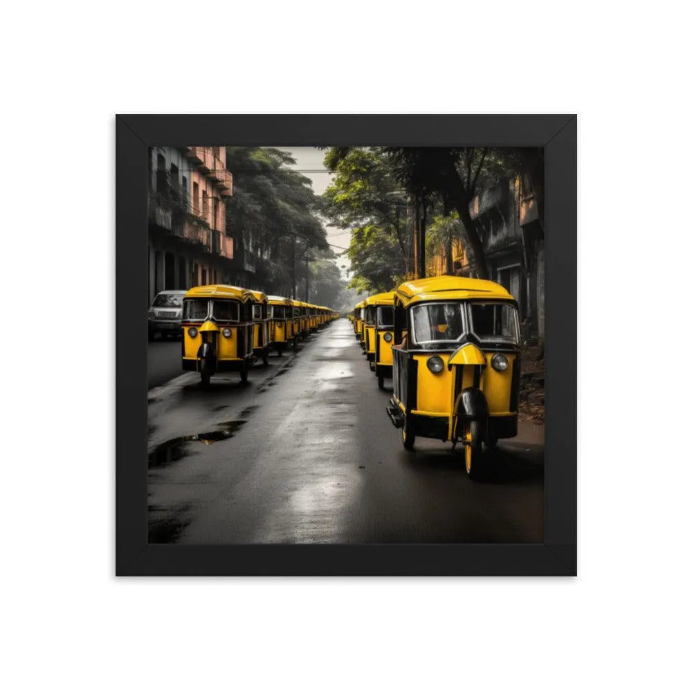 Indian Road with TukTuk Rickshaws Framed Poster - Oh Posters