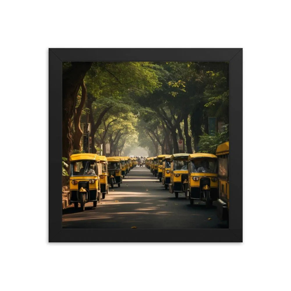 Indian Road with TukTuk Rickshaws Framed Poster - Oh Posters