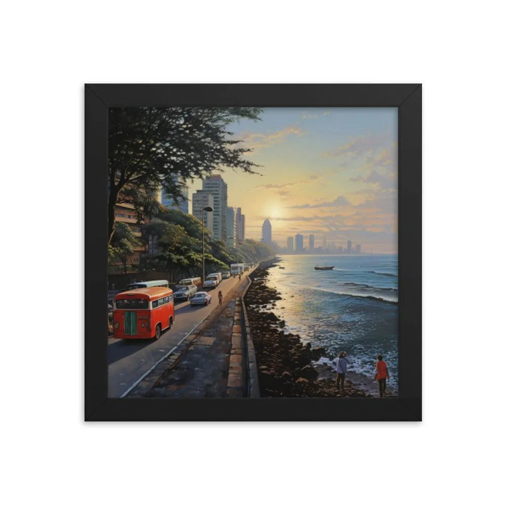 India Mumbai Marine Drive Painting Framed Poster - Oh Posters