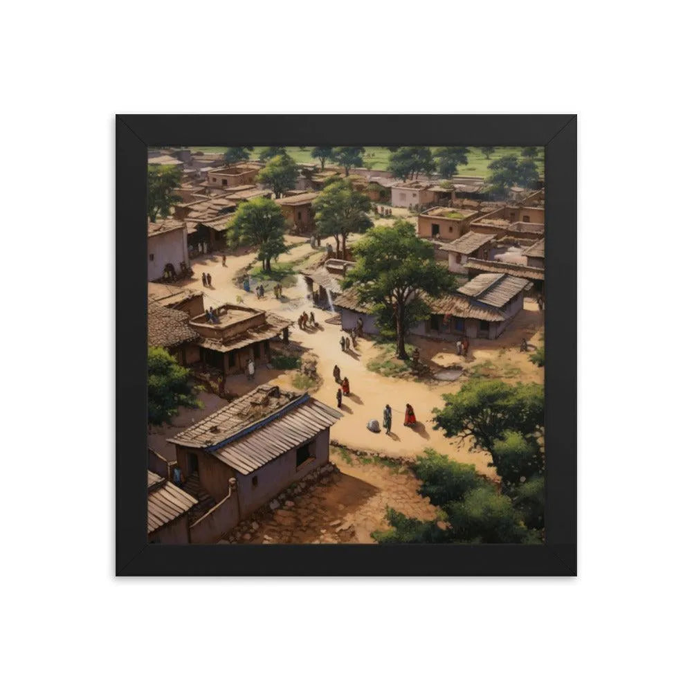 Indian Rural Village BirdsEye-View Framed Poster - Oh Posters