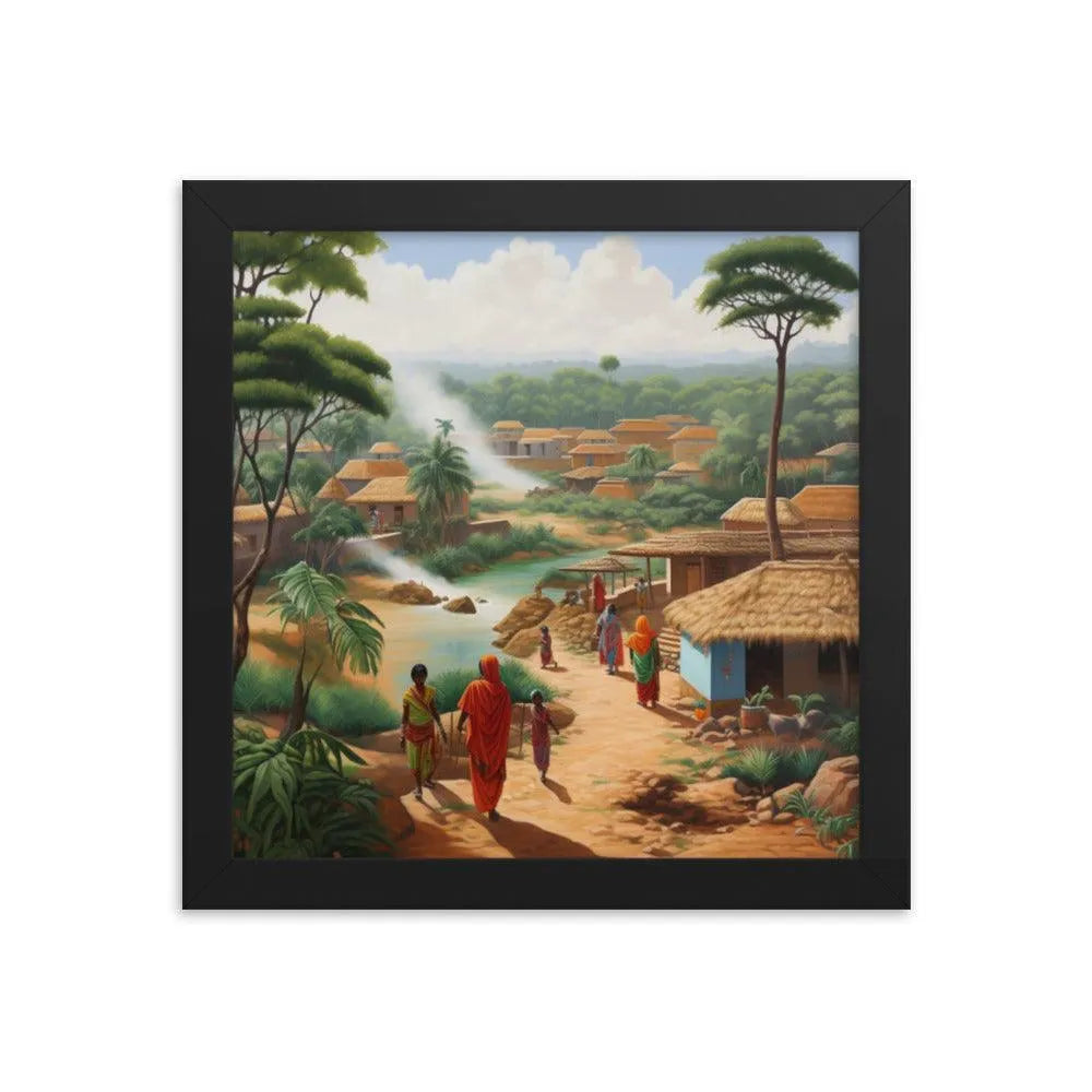 Indian Village Jungle Painting Framed Poster - Oh Posters