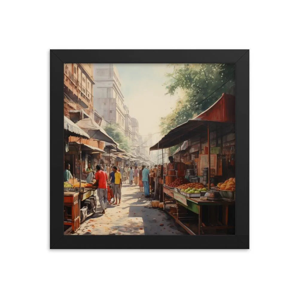 Indian Street Food Street Stalls Painting Framed Poster - Oh Posters