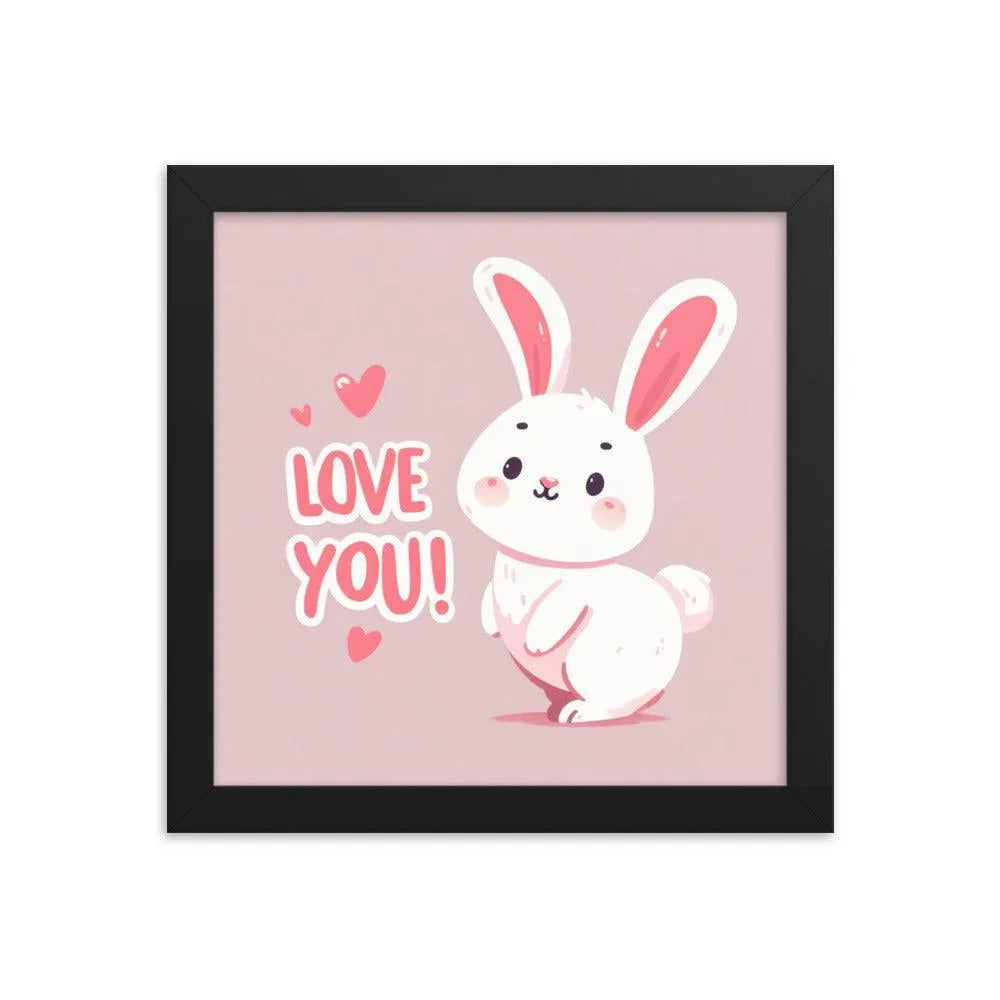 Bunny Rabbit Saying 'Love You' Framed Poster - Oh Posters