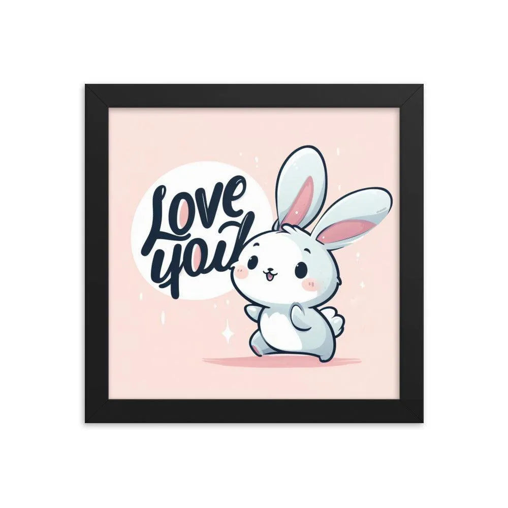 Bunny Rabbit Saying 'Love You' Framed Poster - Oh Posters