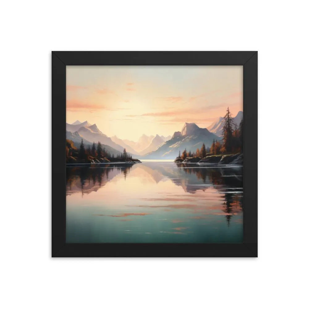 Lake Mountain Sunrise Nature Framed Poster - Oh Posters