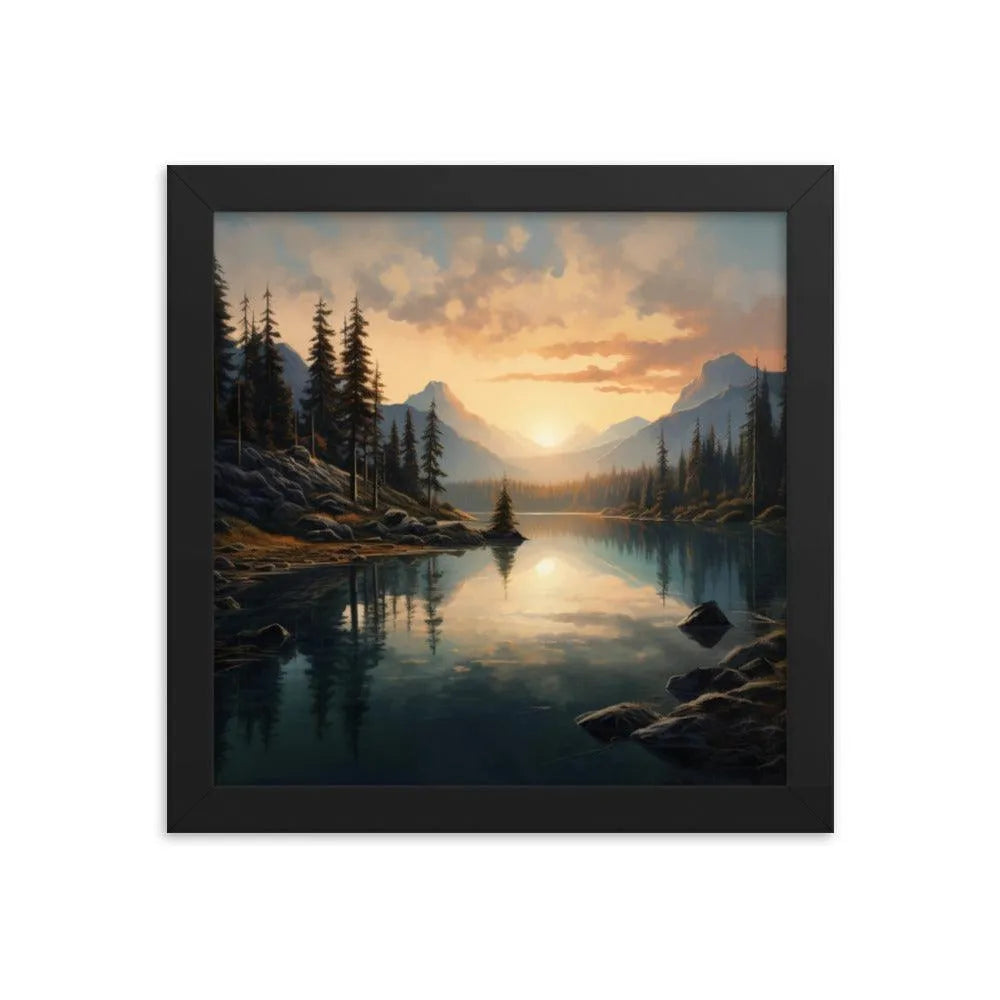 Lake Mountain Sunrise Nature Framed Poster - Oh Posters