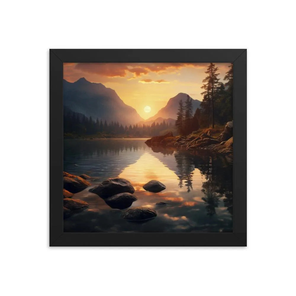 Lake Mountain Sunrise Nature Framed Poster - Oh Posters