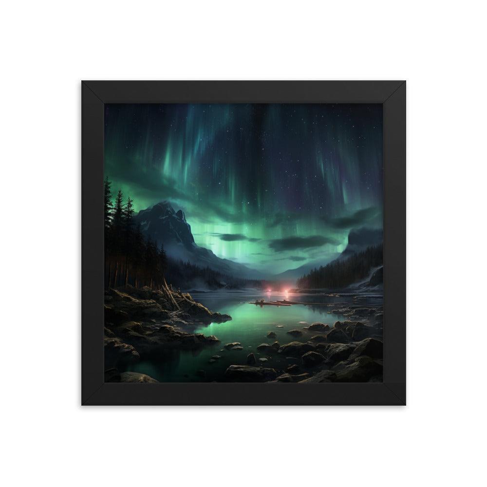 Celestial Night Spectacle Over The Lake Framed Poster - Oh Posters