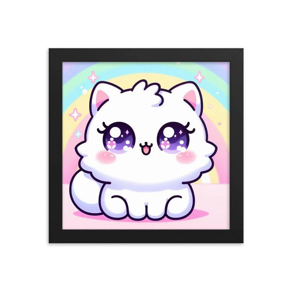 Kawaii Cat Pastel Rainbow Digital Art Framed Poster - Oh Posters