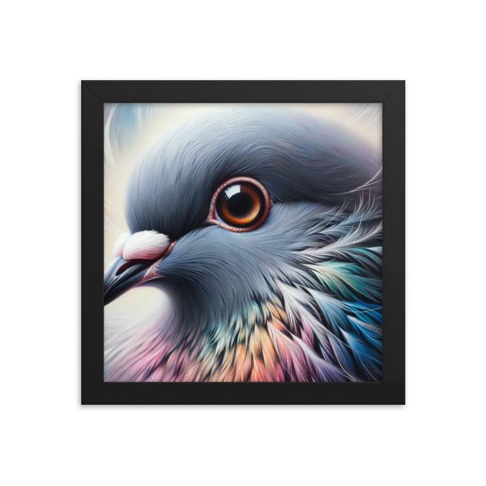 Colorful Pigeon Close-Up Portrait Framed Poster - Oh Posters