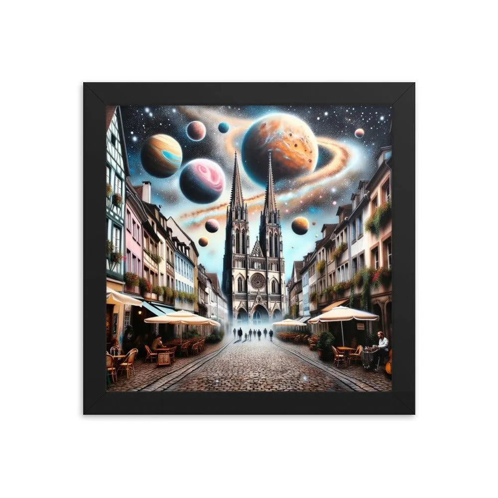 European Town Cosmic Spray Paint Art Framed Poster - Oh Posters