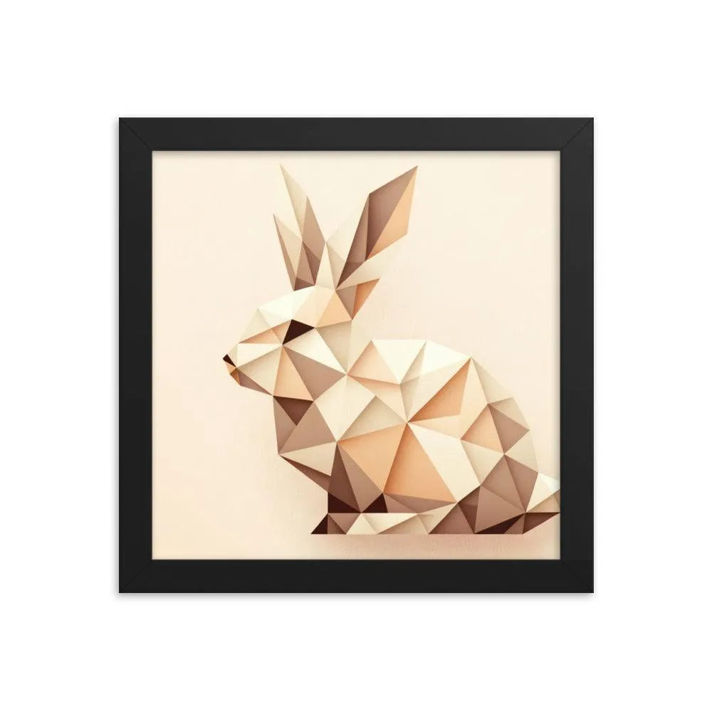 Geometric Beige Rabbit Minimalist Art Framed Poster - Oh Posters