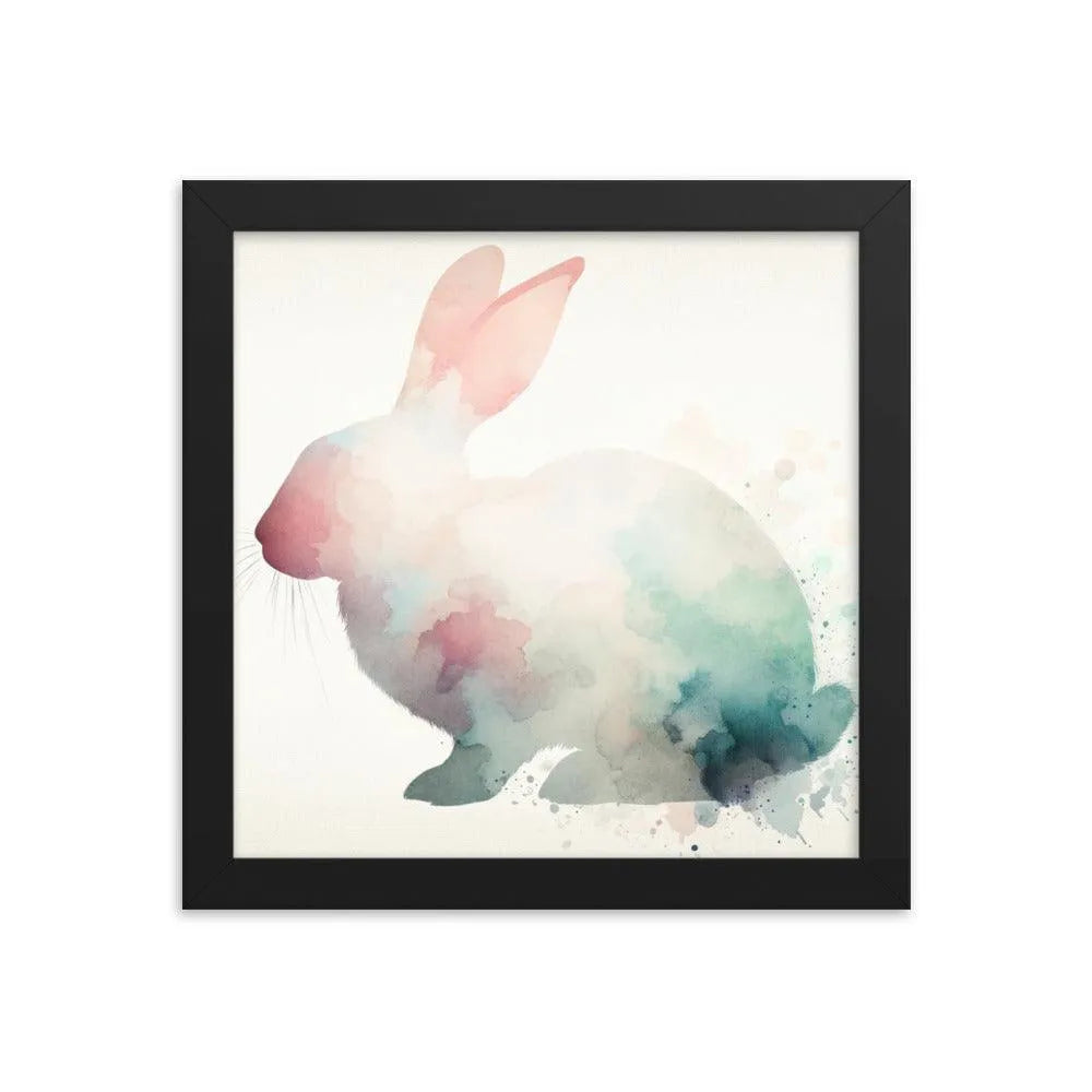 Pastel Watercolor Rabbit Silhouette Minimalistic Art Framed Poster - Oh Posters