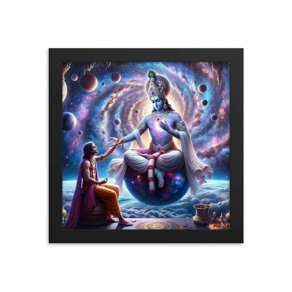 Lord Krishna's Cosmic Revelation Hindu Art Framed Poster - Oh Posters