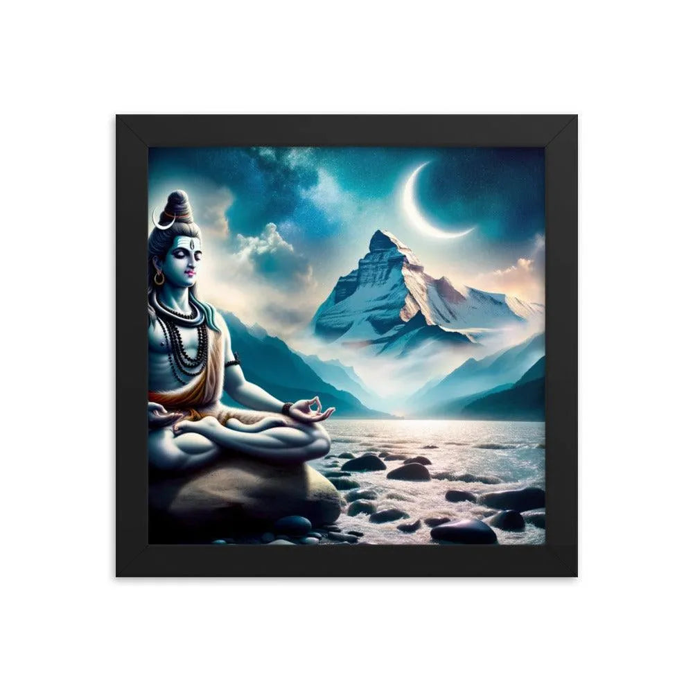 Lord Shiva Meditating by Ganges River Hindu Art Framed Poster - Oh Posters