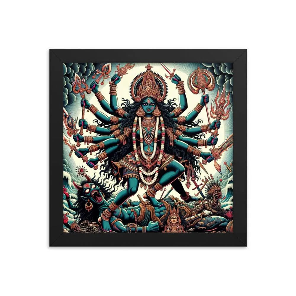 Goddess Kali Fierce Form Victory Hindu Artistic Framed Poster - Oh Posters