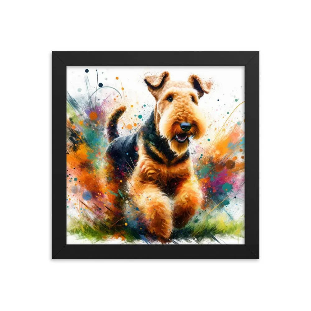 Joyful Airedale Terrier Colorful Artistic Depiction Framed Poster - Oh Posters