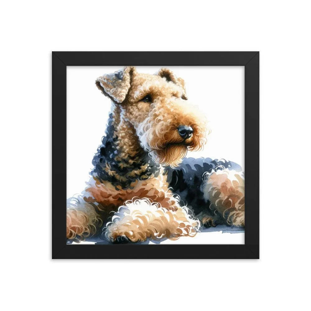 Relaxed Airedale Terrier Watercolor Portrait Framed Poster - Oh Posters