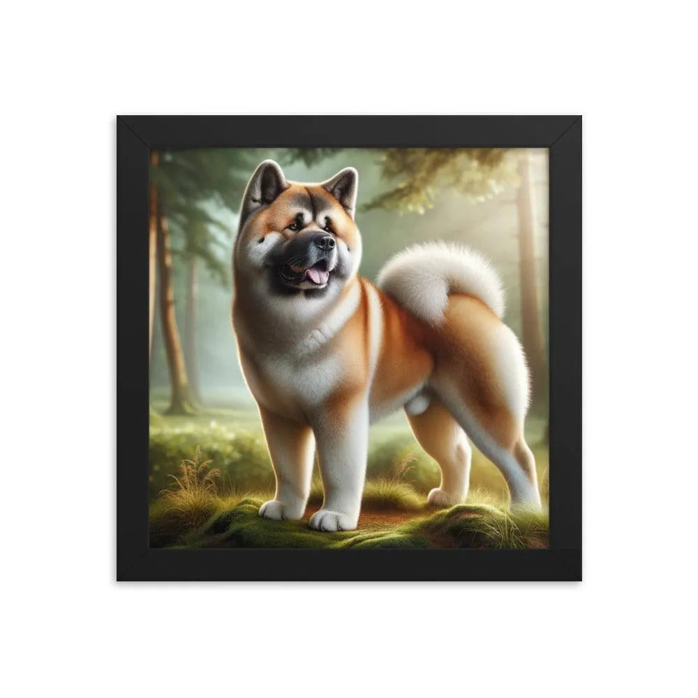 Photo-realistic Akita Standing Proudly in Natural Setting Framed Poster - Oh Posters