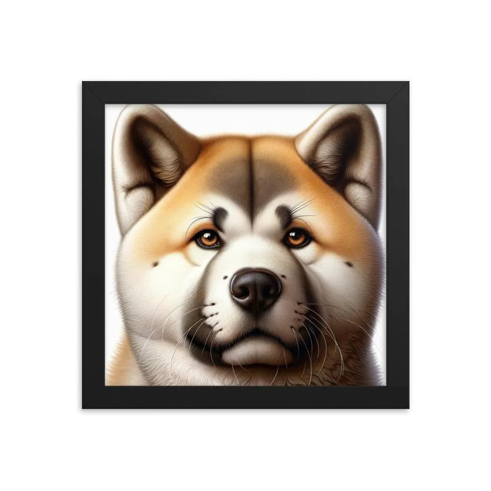 Realistic Akita Face Illustration Framed Poster - Oh Posters