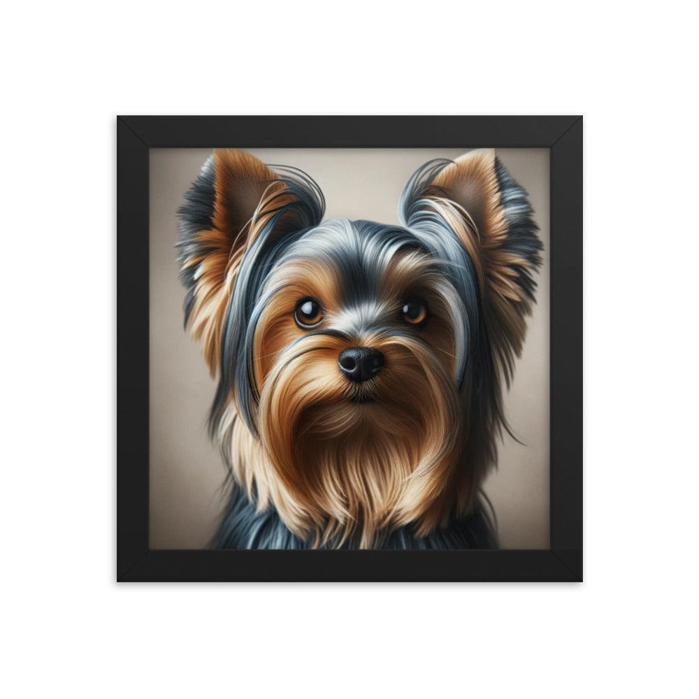 Close-Up Australian Silky Terrier Realistic Portrait Framed Poster - Oh Posters