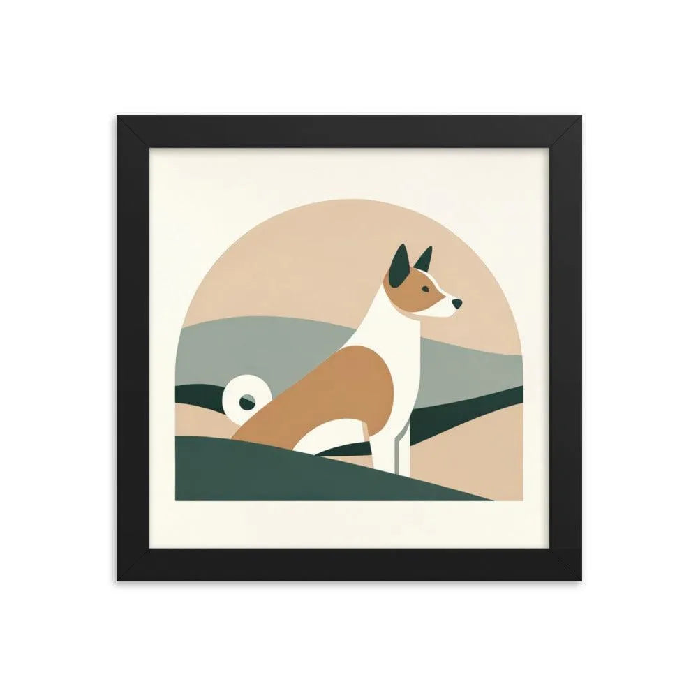 Geometric Basenji Dog Minimal Art Framed Poster - Oh Posters