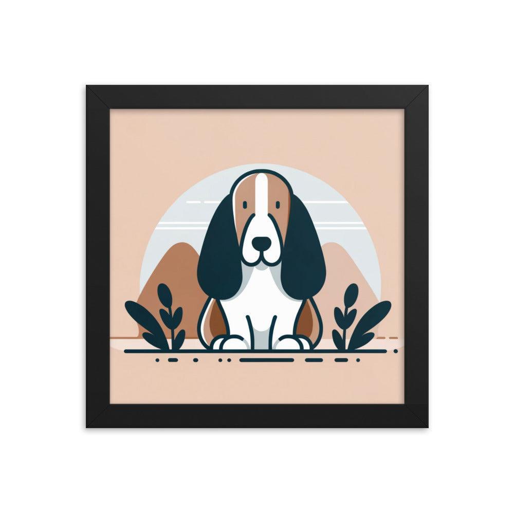 Charming Basset Hound Minimalist Art Framed Poster - Oh Posters