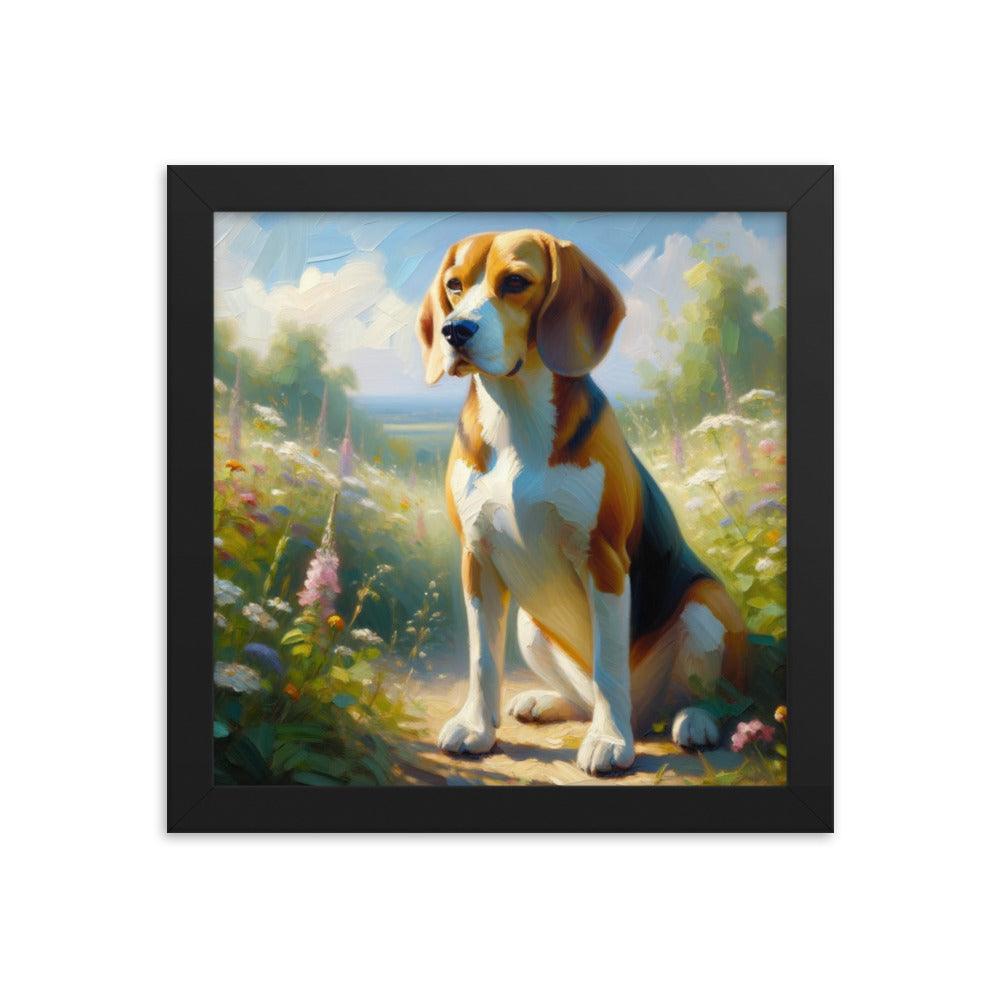 Graceful Beagle Oil Painting Framed Poster - Oh Posters