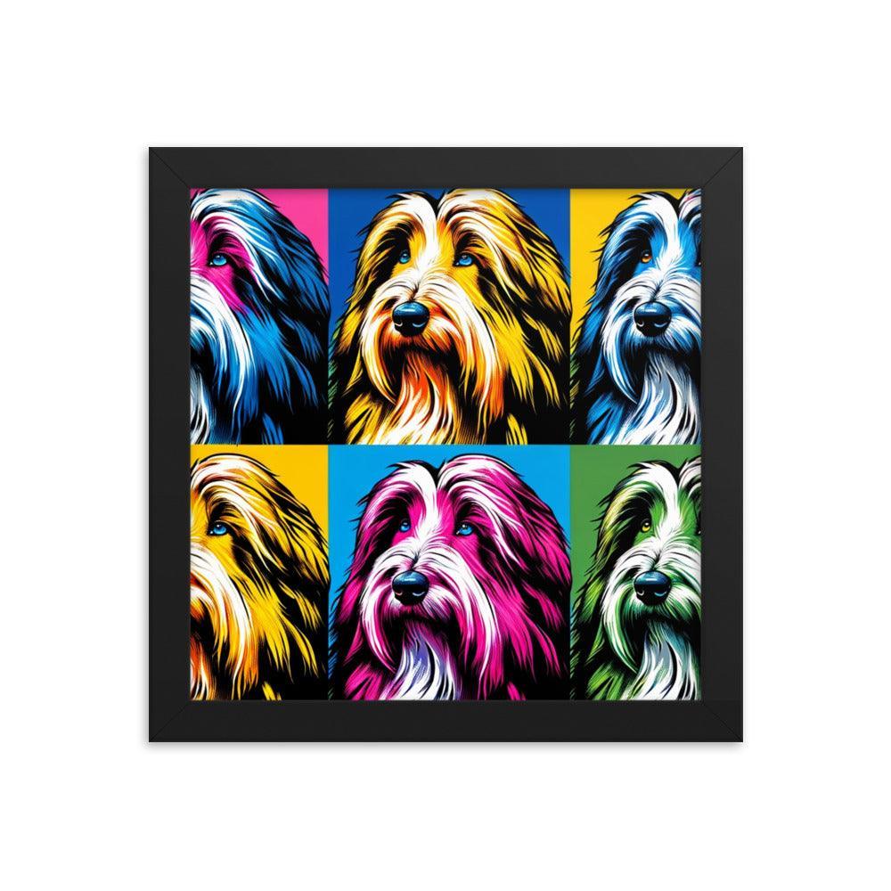 Colorful Collage Pop Art Bearded Collie Illustration Framed Poster - Oh Posters