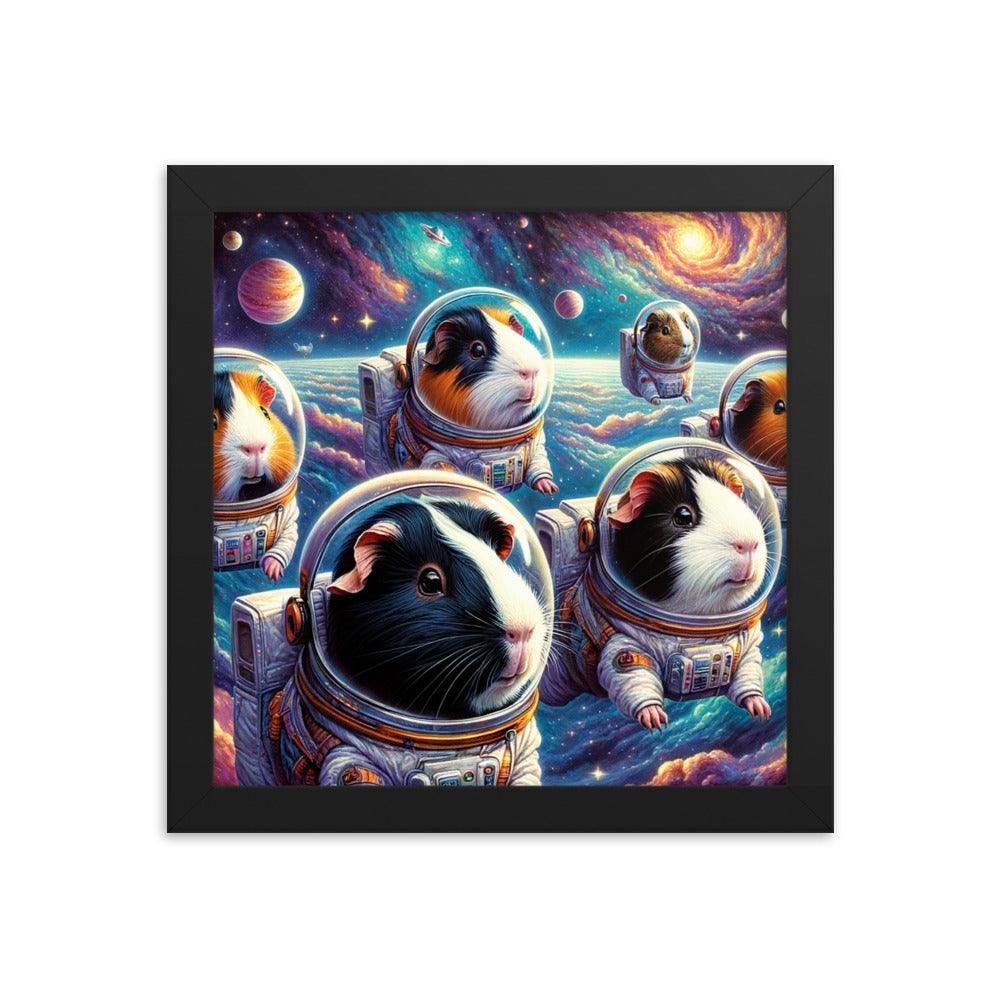 Guinea Pig Astronauts Cosmic Exploration Fantastical Framed Poster - Oh Posters