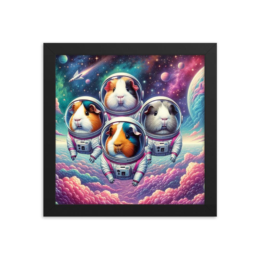 Guinea Pig Astronauts Cosmic Exploration Vibrant Framed Poster - Oh Posters